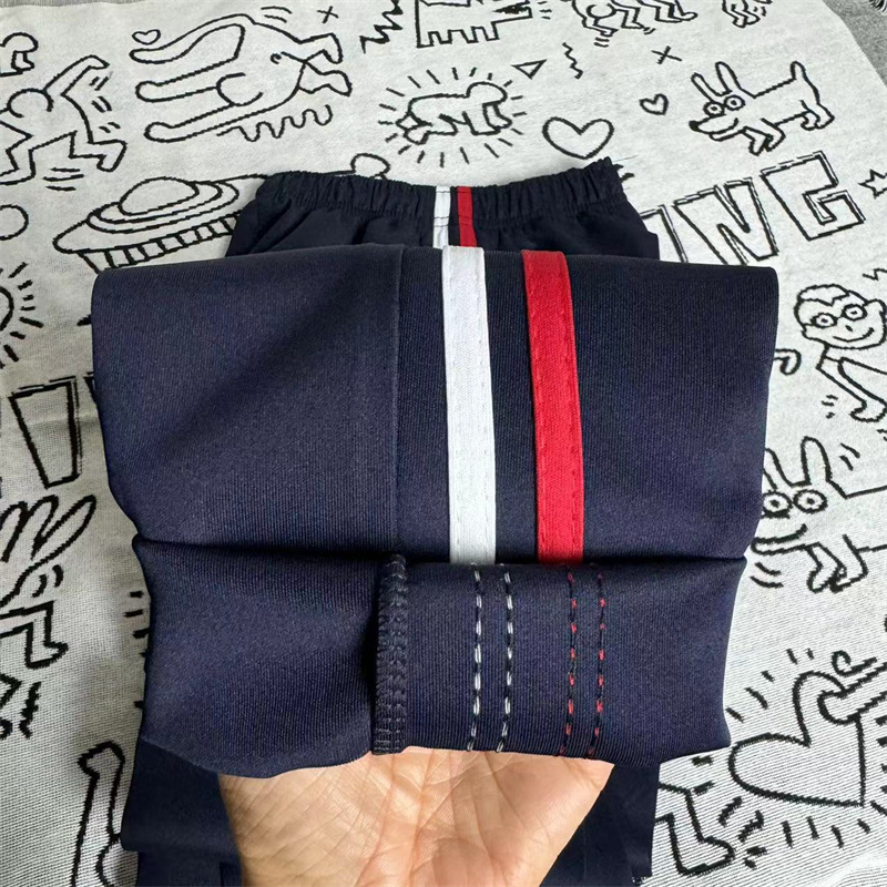 校服裤子新品氨纶面料春夏男女学生藏蓝色白红两道杠直筒宽松校裤