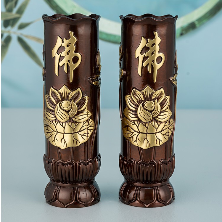 黄铜莲花香筒插香筒线香檀香贡香桶装香的家用立式香筒盒中式桌面