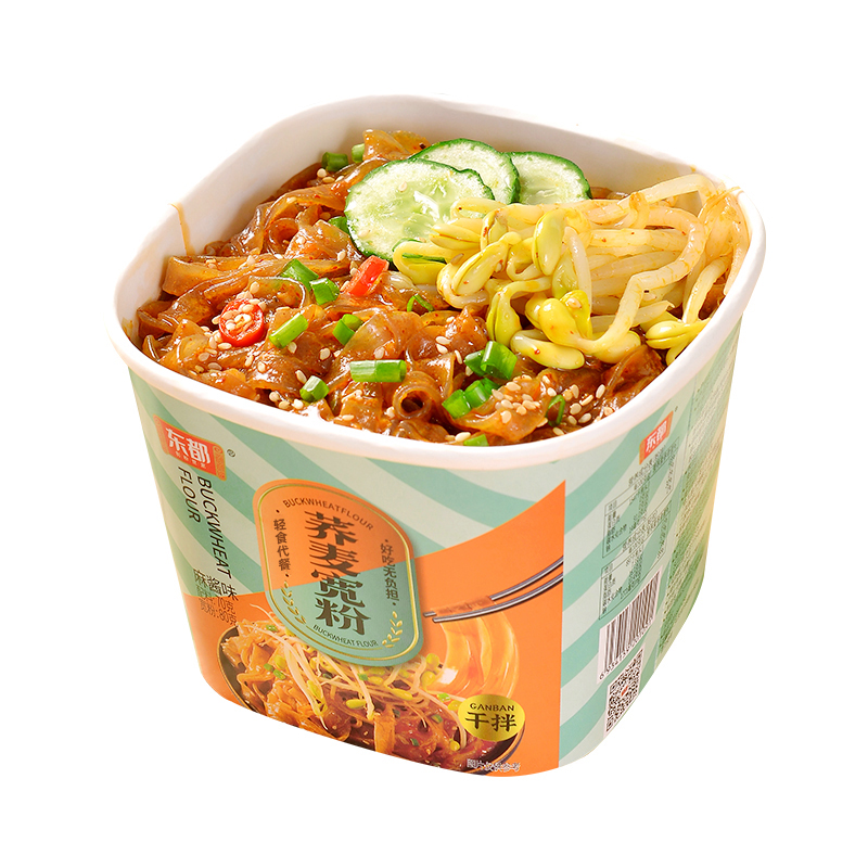 东都干拌荞麦宽粉红油/麻酱味旅行轻食代餐免煮冲泡非油炸美味