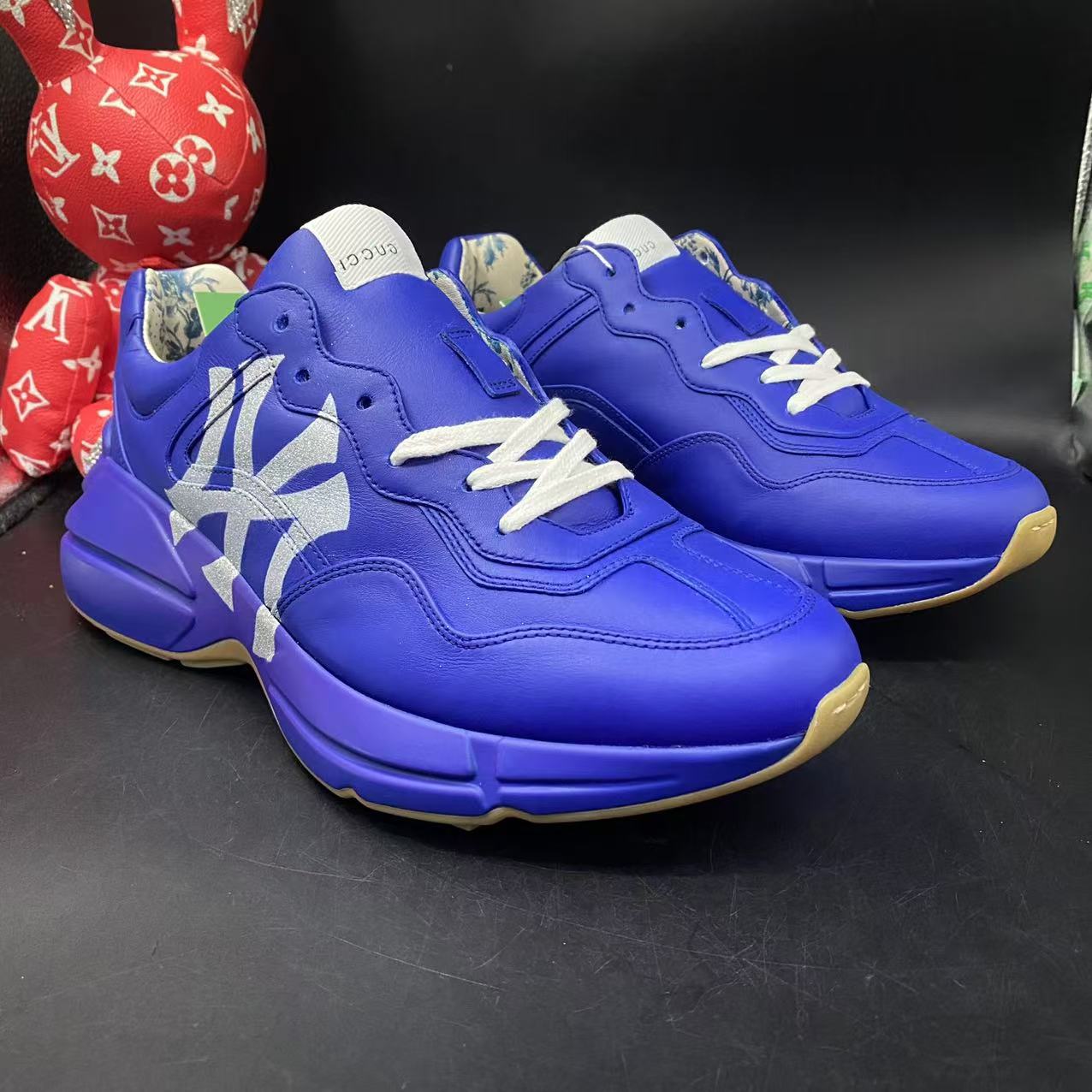 【AO特惠】古驰/GUCCI 41.5欧码 男士克兰因蓝洋基联名老爹鞋ao468