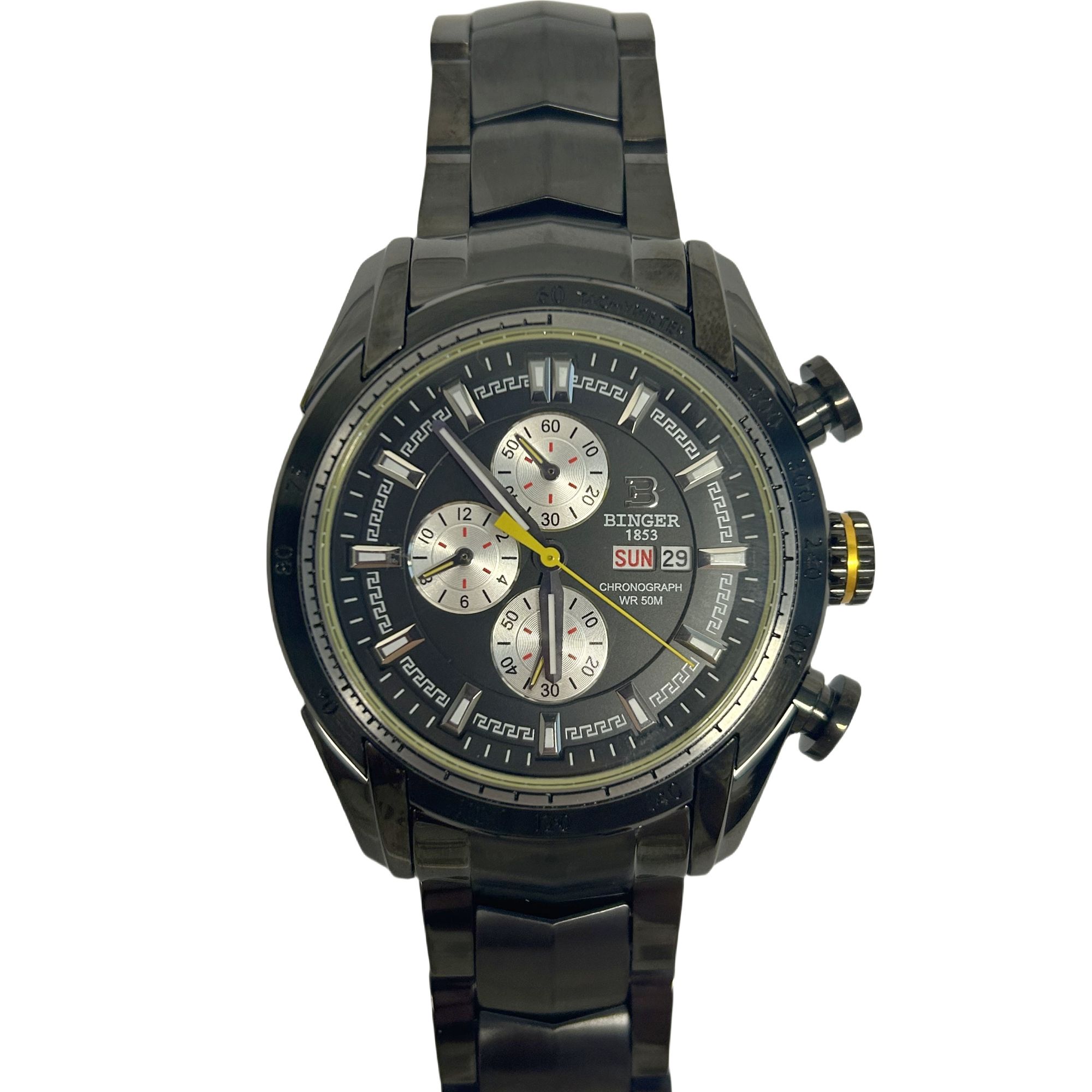 全新未使用 BINGER/宾格 石英男表B-1163G表径43