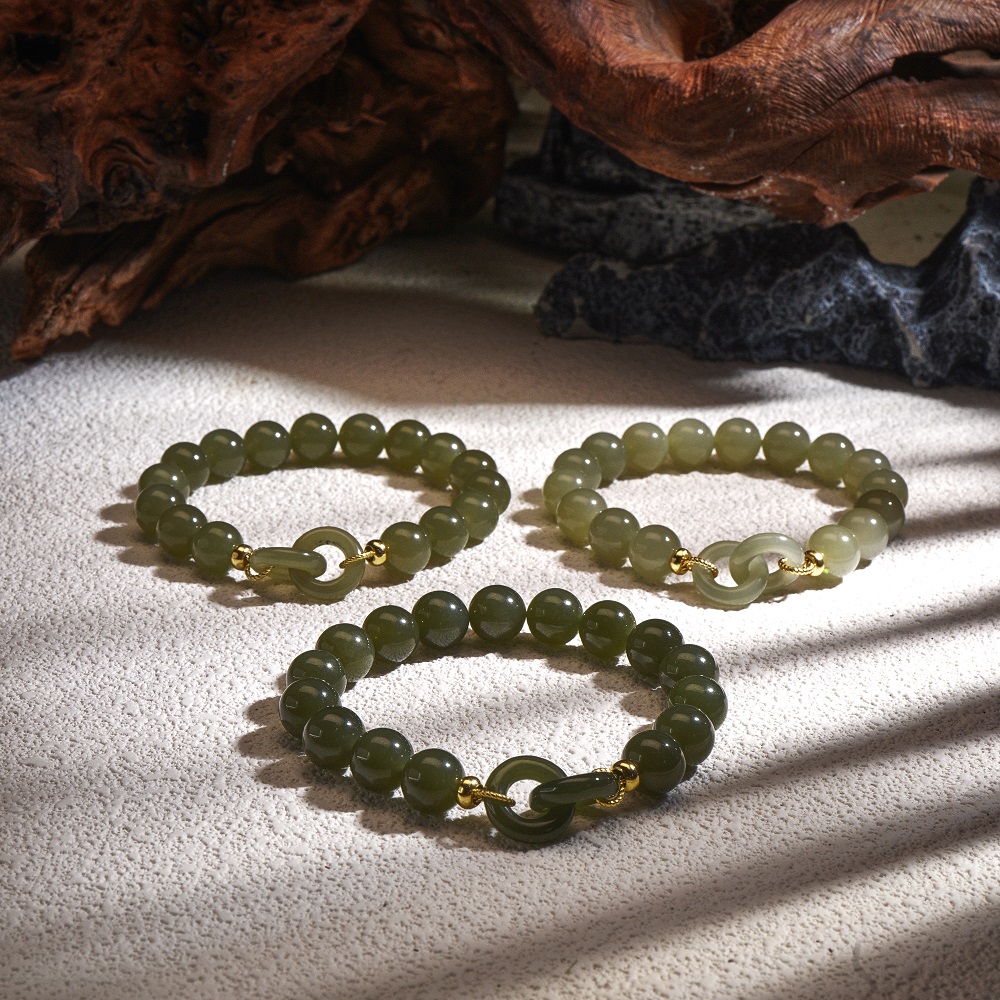 守道掌门人和田玉环环相扣单圈手串SDTP3730（多样性发其一）