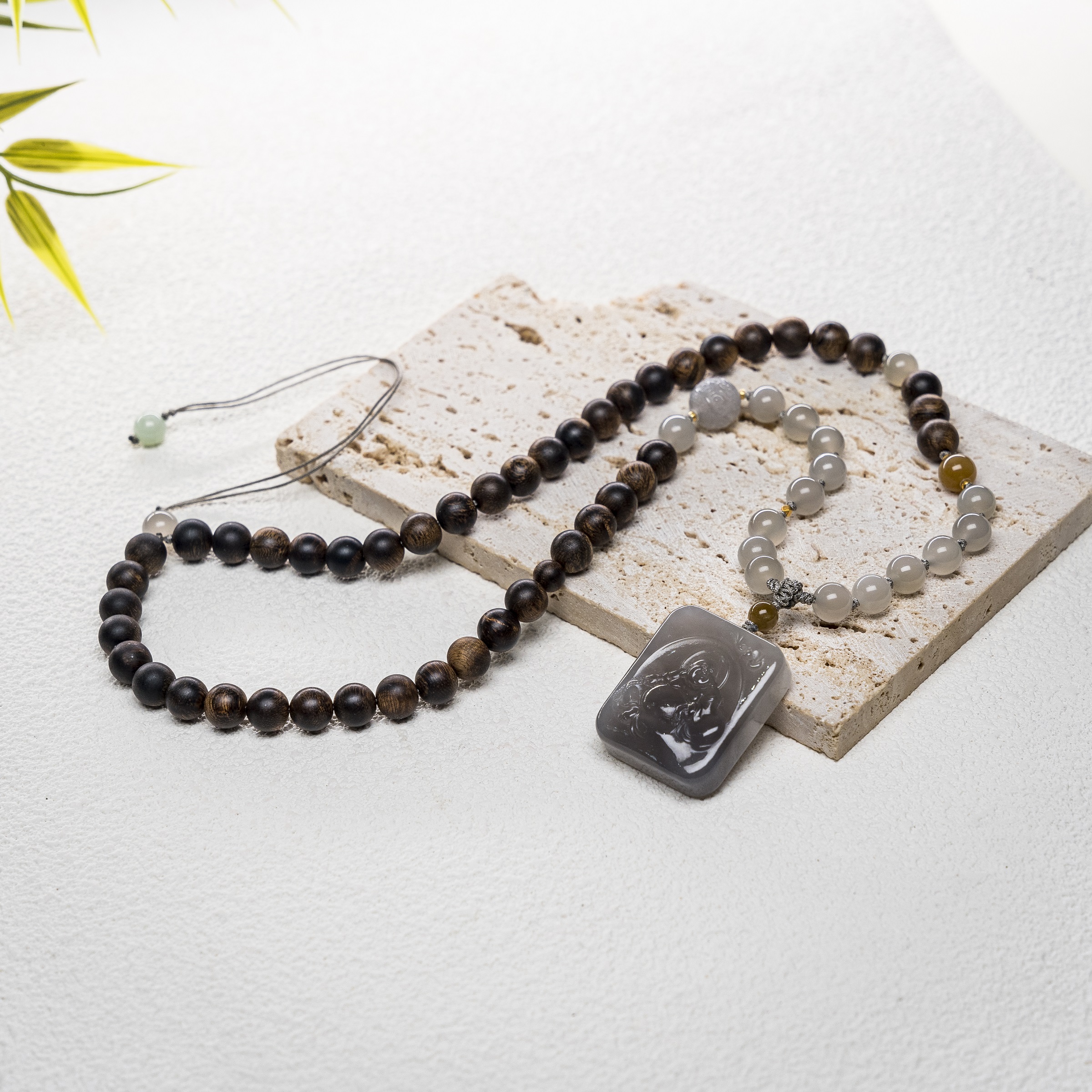 守道掌门人沉香和田玉笑佛项链SDCX3663多样性发其一和田玉吊坠