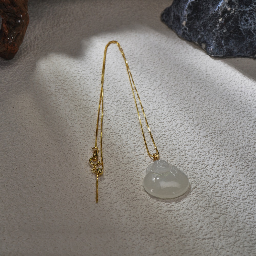 守道掌门人和田玉白玉佛公吊坠SDTP3629（送银链）