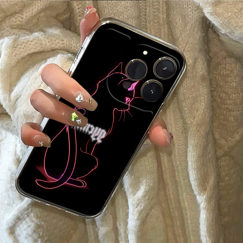 霓虹小猫潮牌苹果15软防摔ins创意iPhone14/华为/vivo/小米手机壳