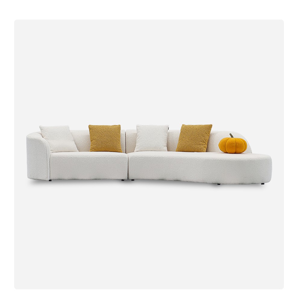 【阳光林森】圈圈纱弧形沙发客厅家用简约落地实木九孔棉沙发