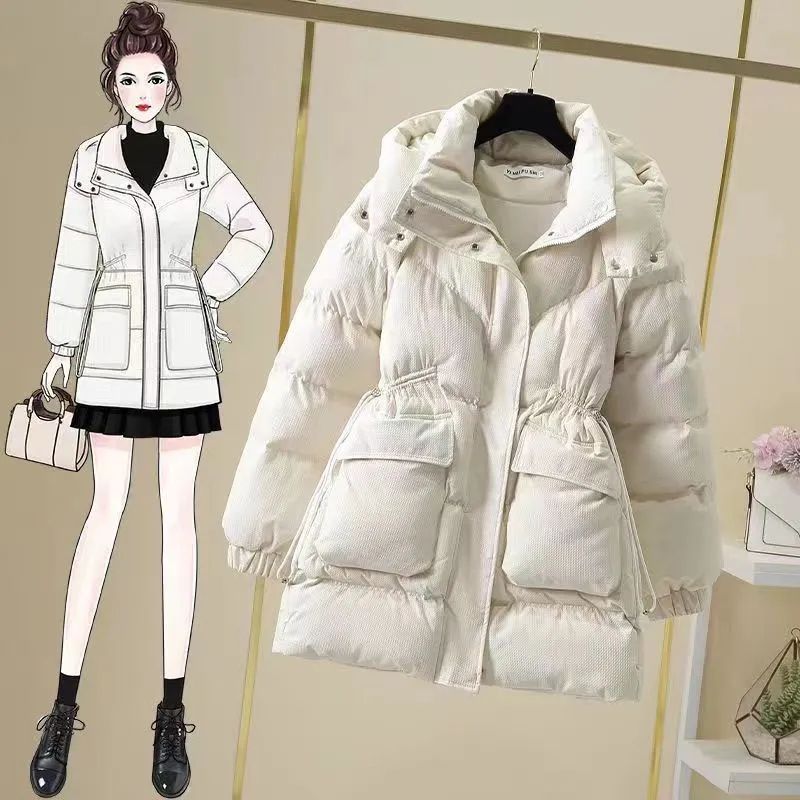 羽绒衣服反季中长款羽绒棉女2024年韩版宽松羽绒棉衣加厚收腰显瘦