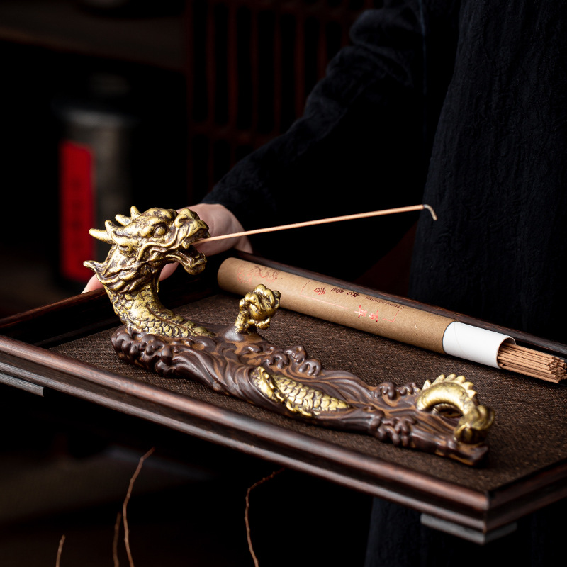 陶瓷复古祥龙线香插中式香薰炉禅意摆件香炉家用室内线香炉插香