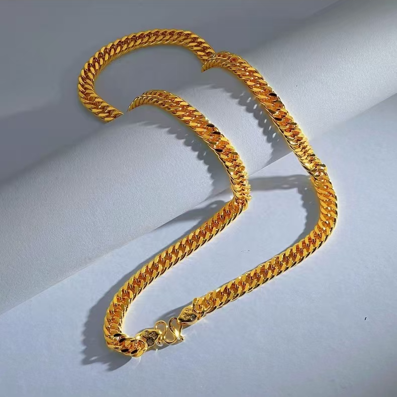 钨金项链 A【苗.金专柜正品】磁.百.草.金色男士传统项链