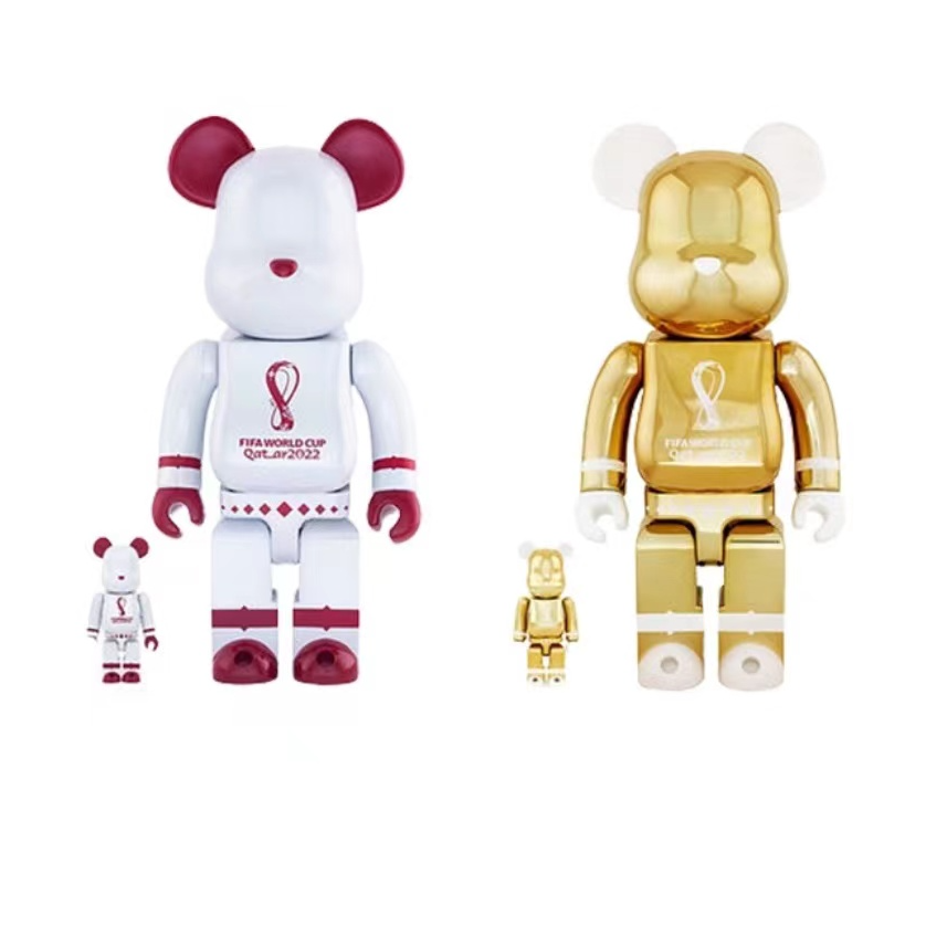 【山哥ST】bearbrick积木熊 卡塔尔世界杯 白色金色 400%+100%