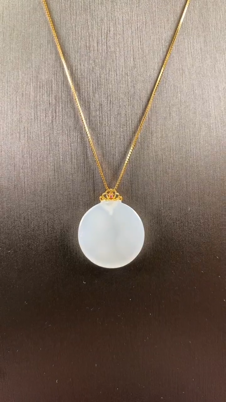 【闪购商品】和田玉吊坠(赠链)18K金镶嵌和田玉