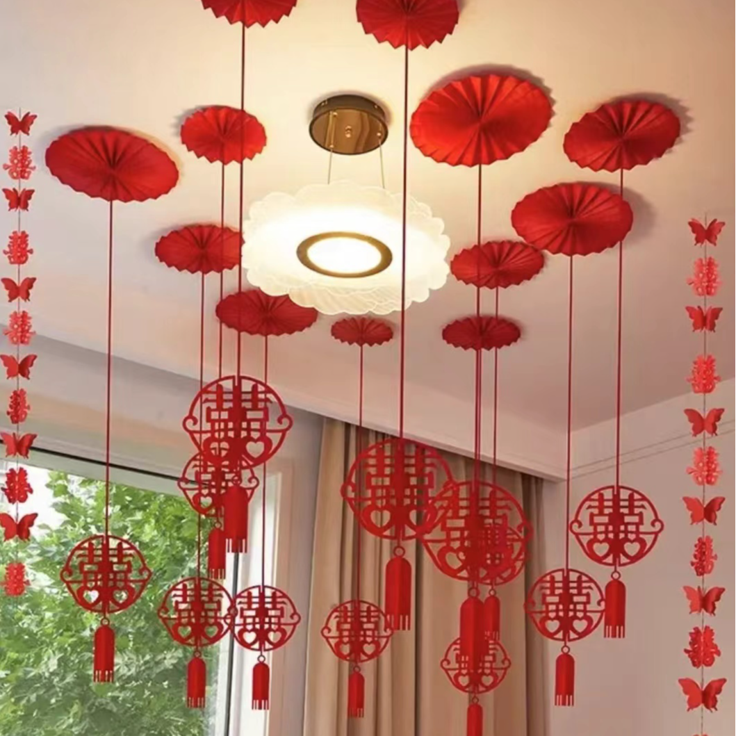 结婚立体挂件喜字吊坠套装 婚礼婚房卧室客厅走廊创意婚庆用品