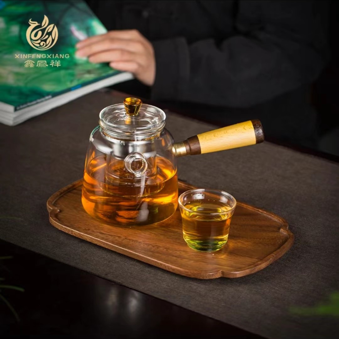 鑫凤祥500ml中式木柄可拆卸福运侧把壶 煮茶壶 炮咀 蒸煮 过滤