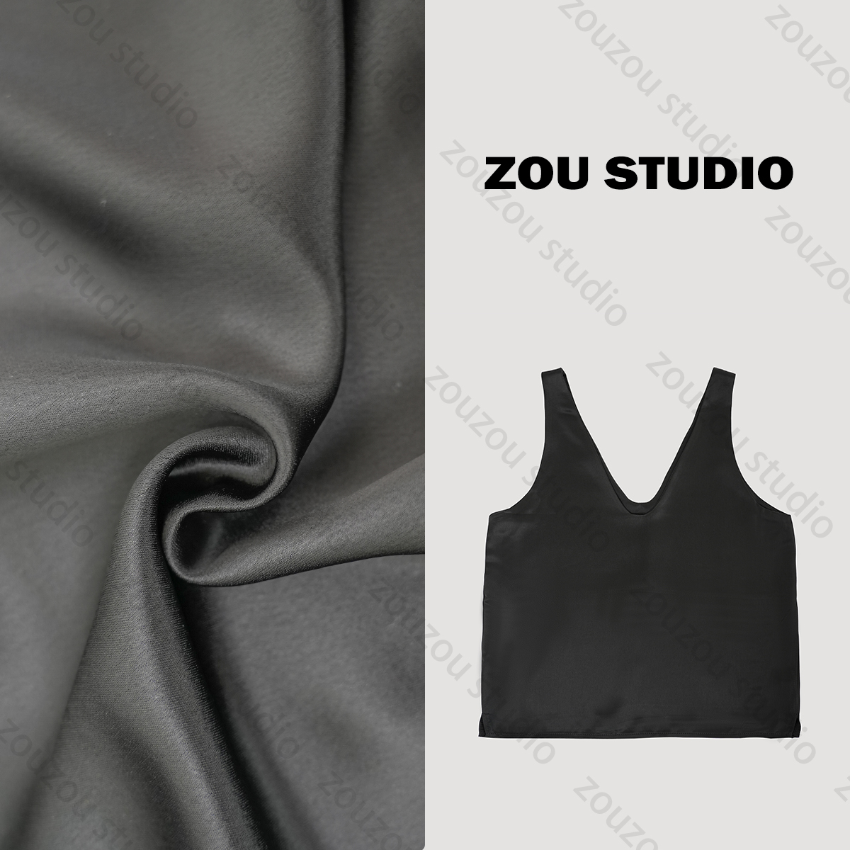 ZOU STUDIO *VXVS*  大女主 v领醋酸性感大女人舒适背心 1062-1
