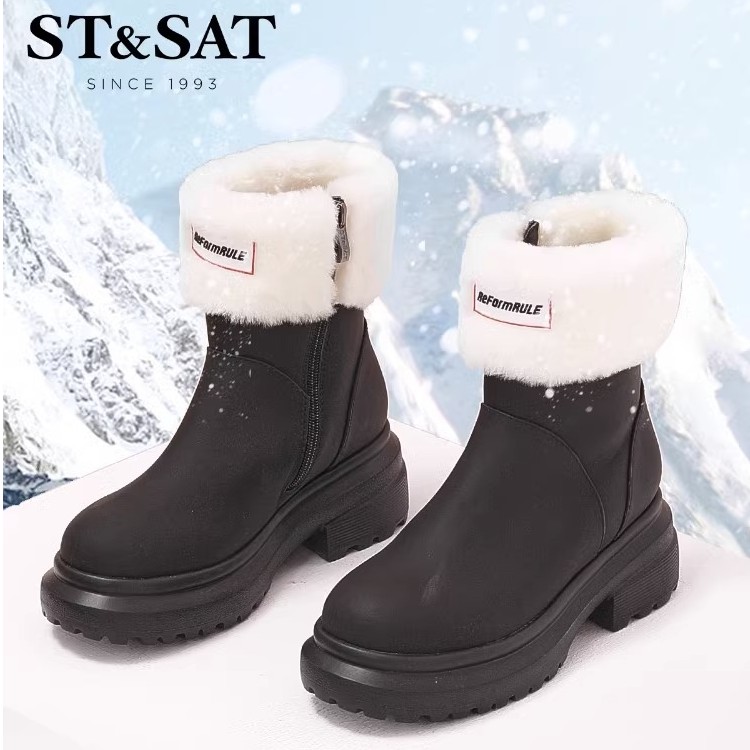 【高高甄选】星期六时尚厚底雪地靴冬圆头毛里短靴女靴SS2411A526