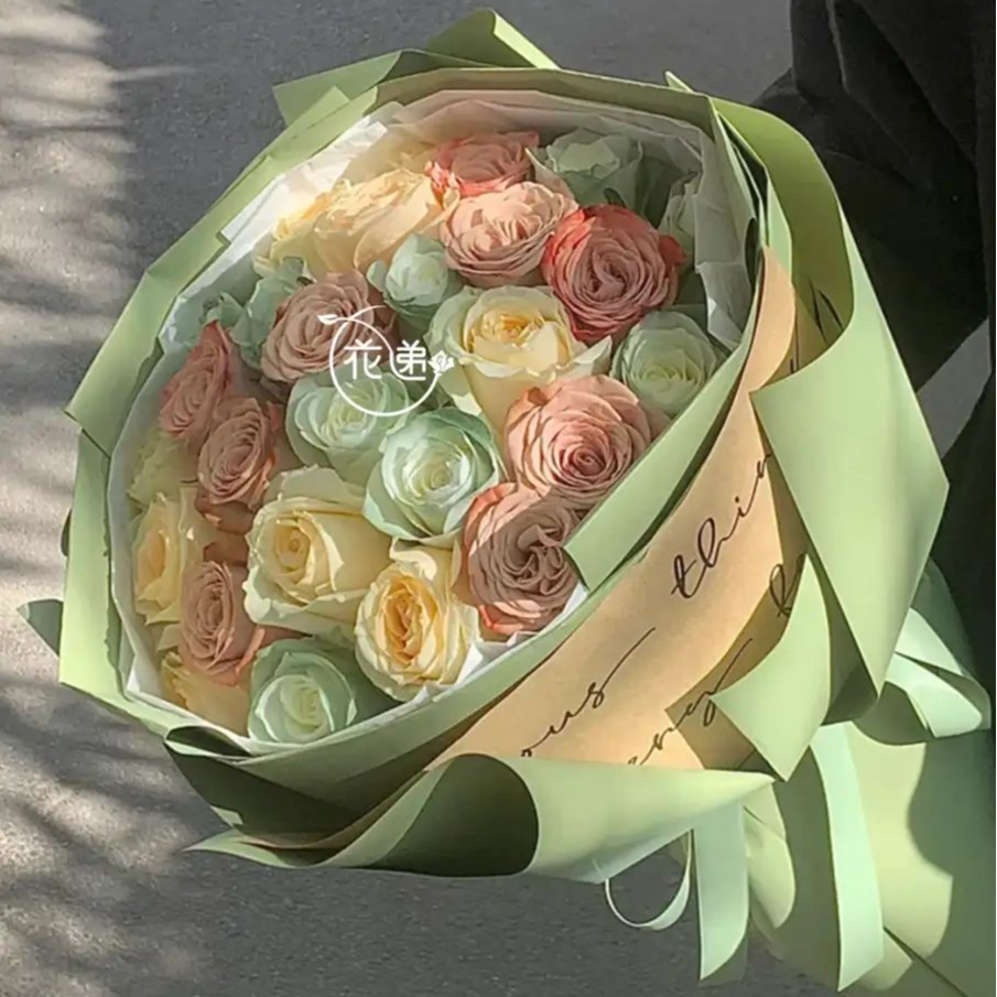 【落日余辉】渐变色玫瑰花束同城鲜花送女友闺蜜花店配送上门高级感