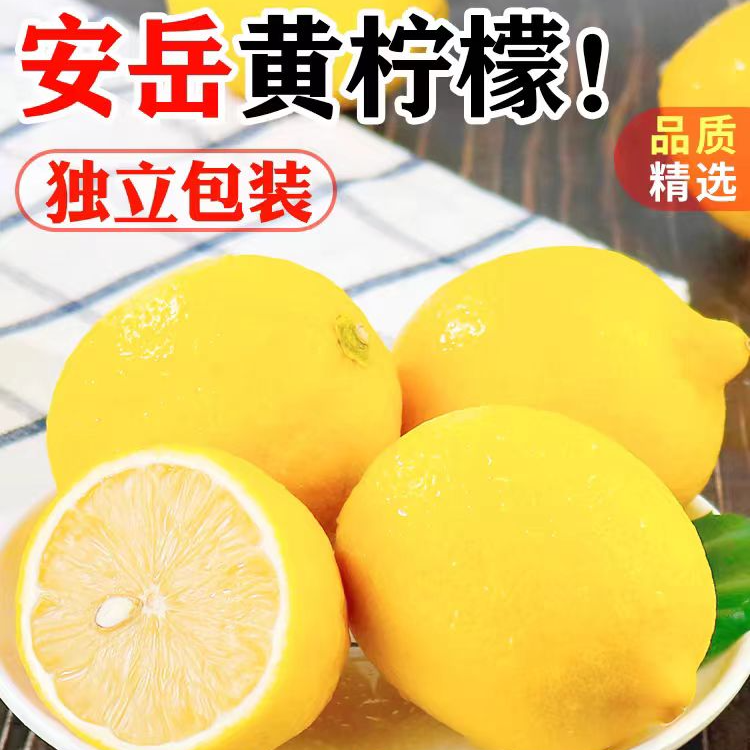 安岳黄柠檬鲜果8个酸爽多汁采摘皮薄酸甜冲泡      