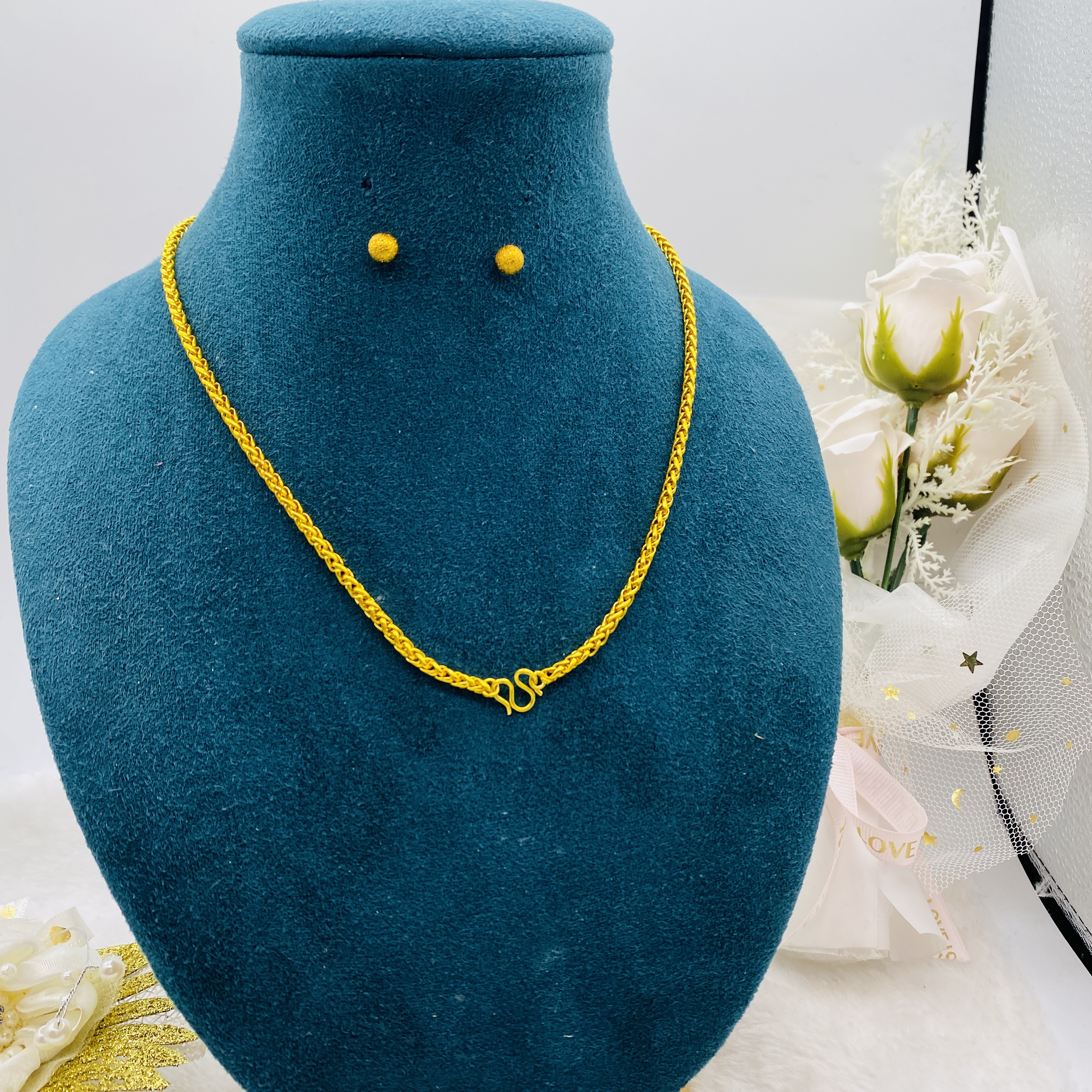 铜合金项链 Nipal A017时尚百搭素款气质精致网红 肖邦项链+耳环