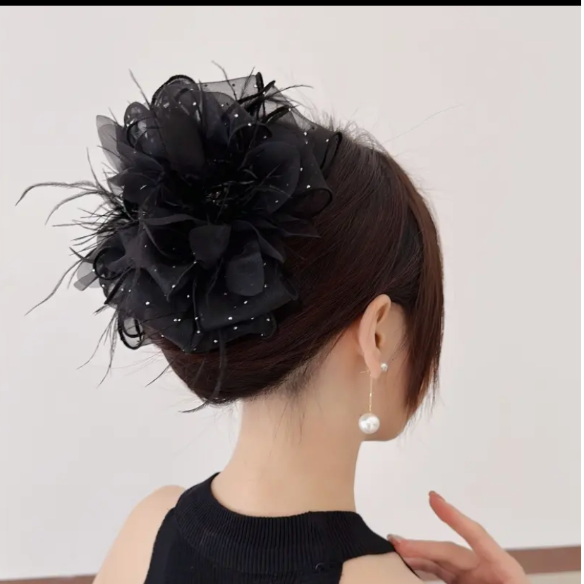 满天星花朵羽毛轻奢气质抓夹