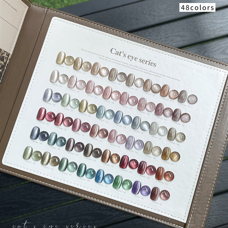兮冉48色瓷白猫眼甲油胶2025年新款玻璃珠小灯泡美甲开店专用套胶