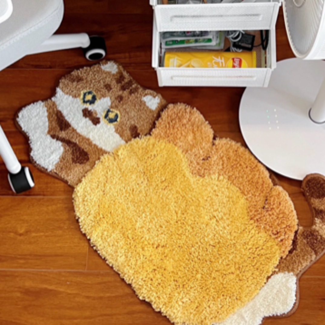 面包猫猫黄色 约50*80 异形不规则 装饰卫生间家用可爱 微瑕