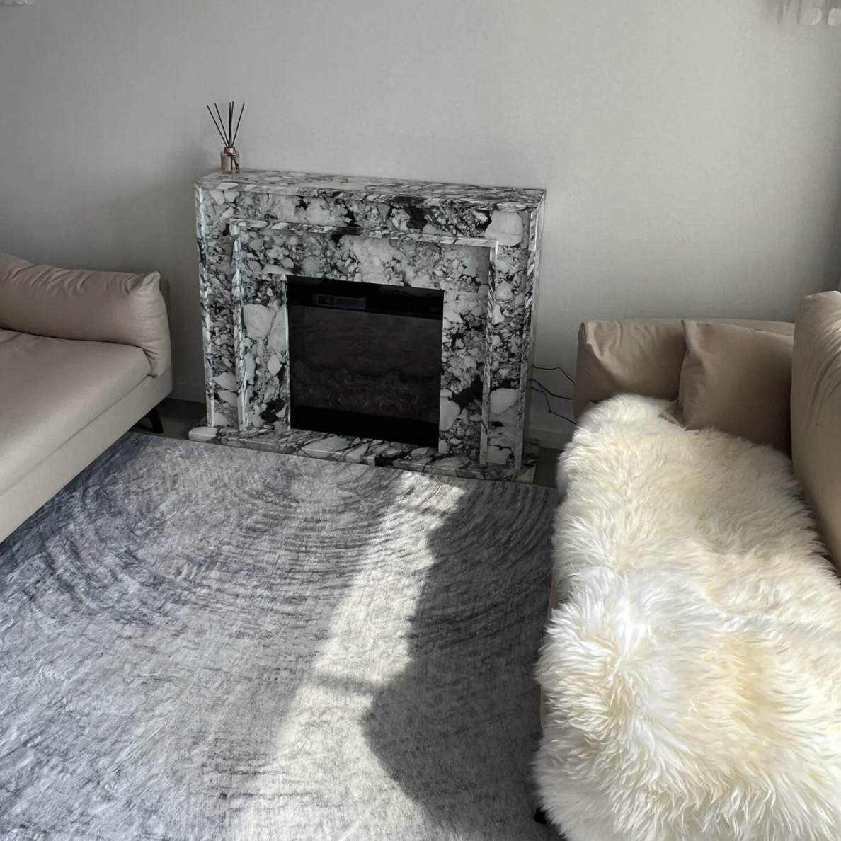 高品质澳洲进口白色真皮羊毛 沙发毯卧室地毯 有味道 不可机洗