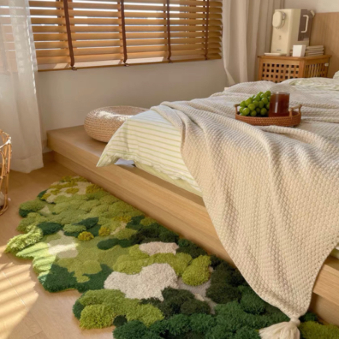 半圆森系苔藓 70*160 重工手工艺术地毯 瑕疵