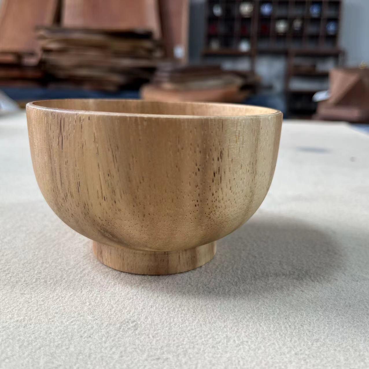 相思木底托木碗家用米饭碗