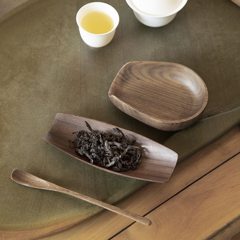 黑胡桃木茶则茶拨茶铲茶道六君子复古小茶勺禅意实木高端茶具配件
