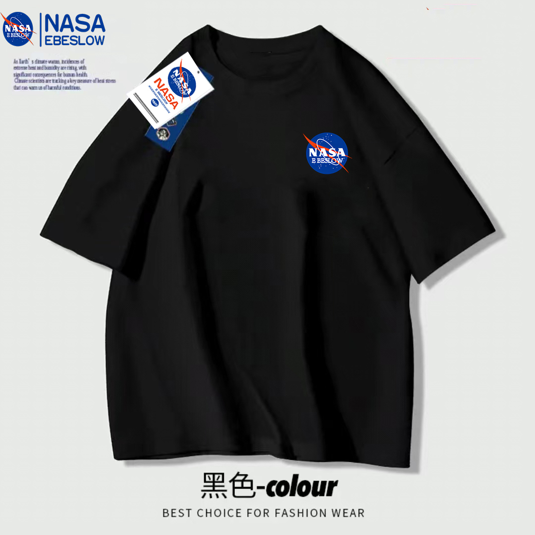 NASA联名oversize新款潮牌印花男士百搭夏季休闲T恤时尚潮牌半袖