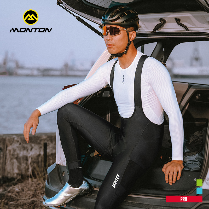 Monton脉腾抓绒骑行裤 双箭头有口袋秋冬男女背带竞赛公路车星纪