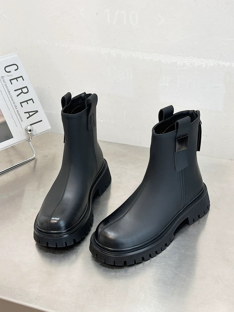 淘鞋馆2024新款软皮时尚百搭潮流轻便舒适软底瘦瘦靴