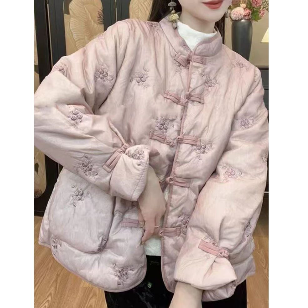 【桃漫】气质棉衣外套女新中式手工盘扣高级冬夹棉加厚保暖冬季