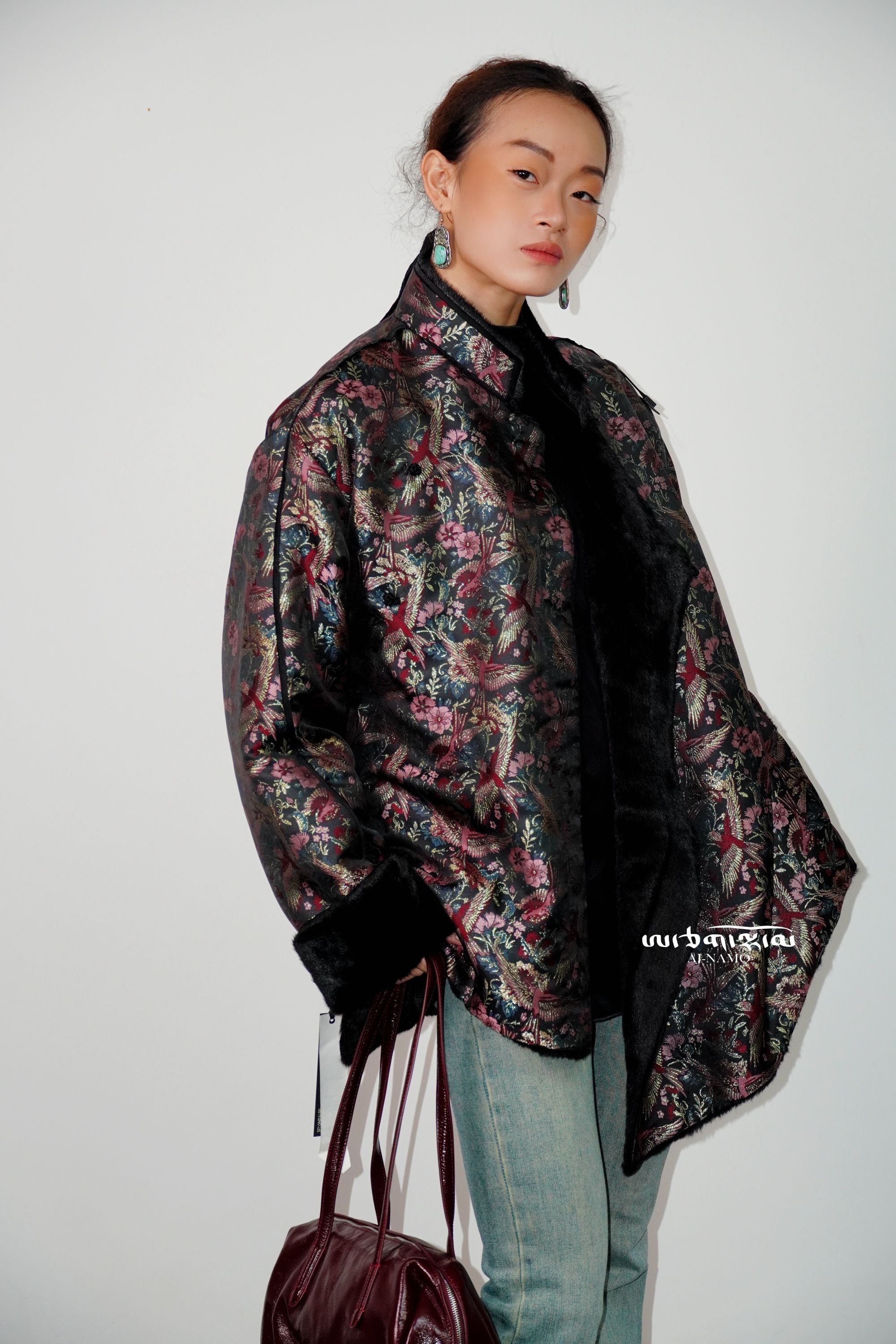 AJ-NAMO原创设计款喜鹊花冬款外套