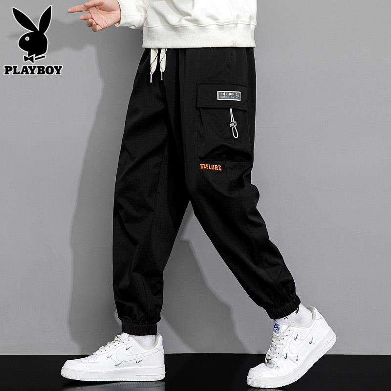 PLAYBOY男士工装裤潮流百搭束脚宽松加绒休闲长裤子男款秋冬款