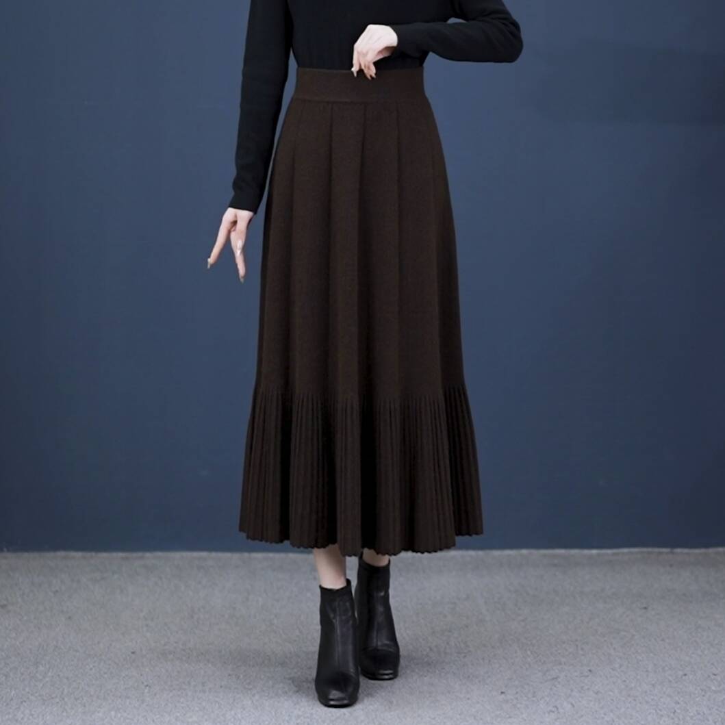 高腰显瘦a字中长款2024年秋冬新款A字裙中长款气质冬季裙子