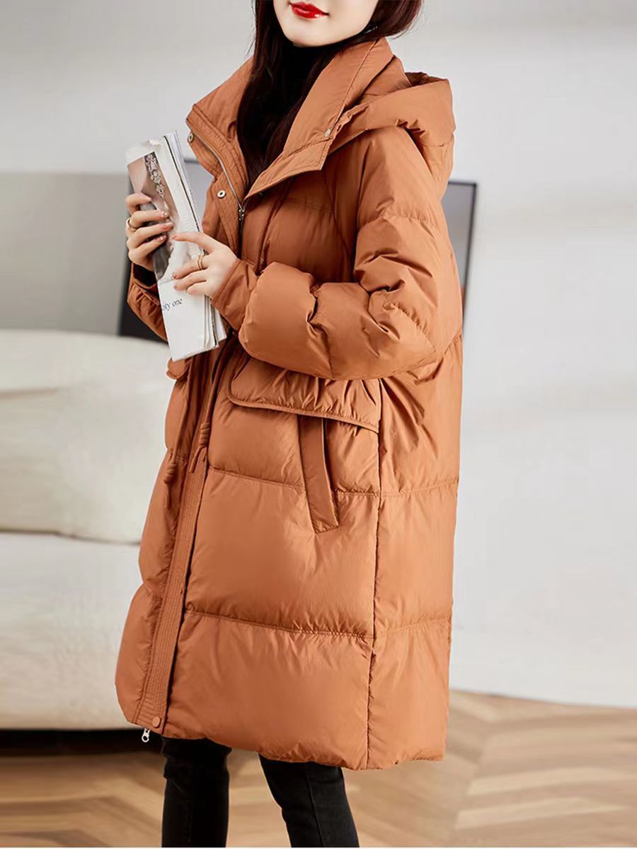 鸭鸭高端中长款羽绒服面包服女冬季2023年新款时尚宽松休闲保暖洋