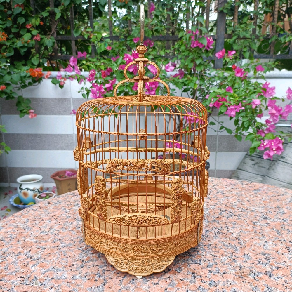 壬辰年纯手工竹雕梅兰菊竹52支精品鸟笼工艺精湛布局热烈精品鸟笼