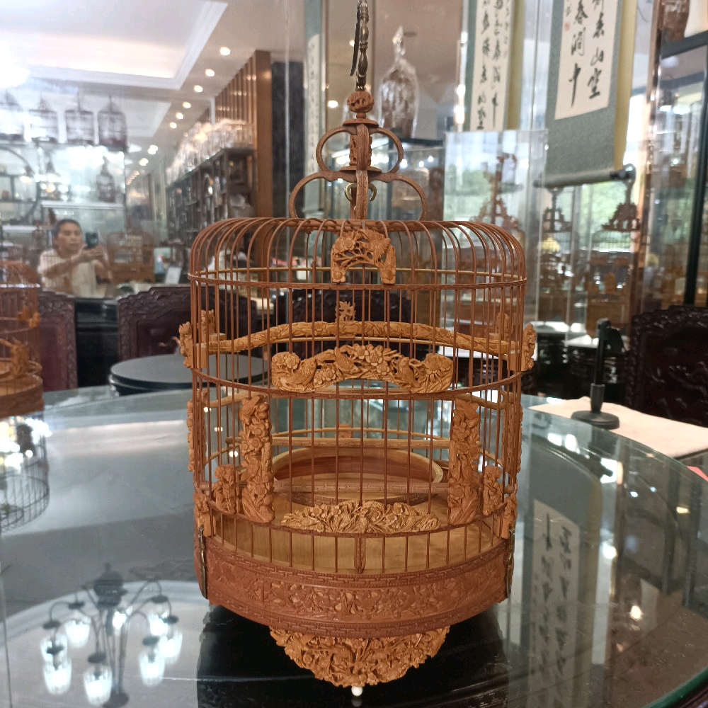 喜鹊登梅纯手工雕刻52枝精品鸟笼甲午年作品喜庆又吉祥好运福气