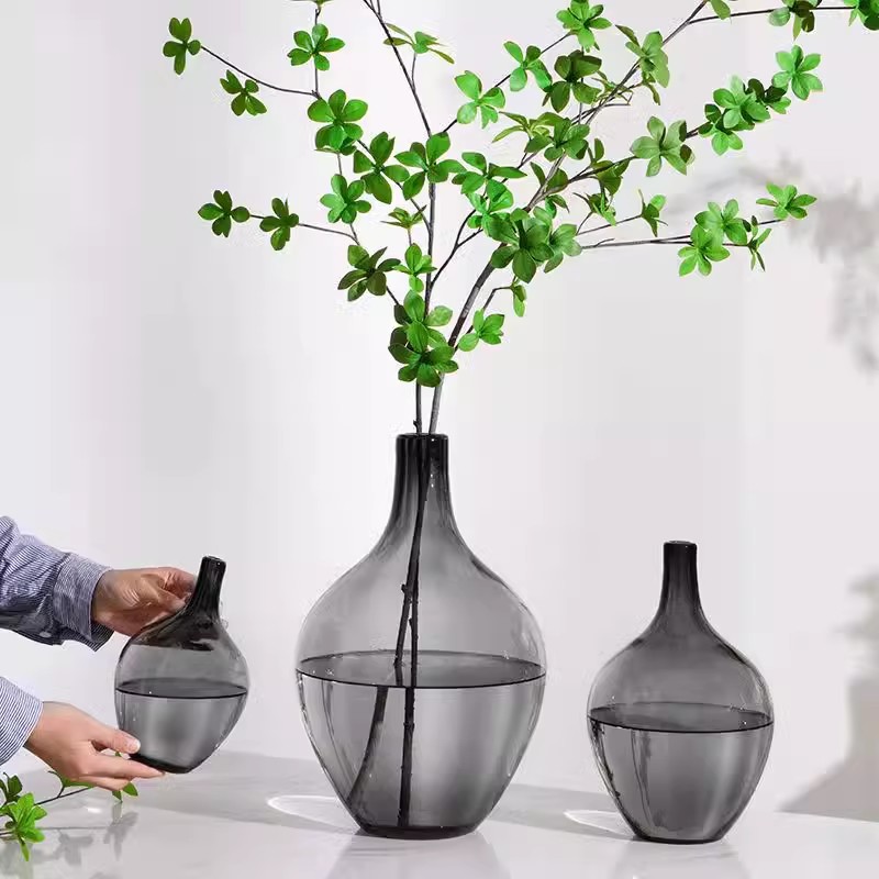 网红爆款简约大肚瓶水养龙柳吊钟马醉木绿植鲜花专用花瓶装饰摆件