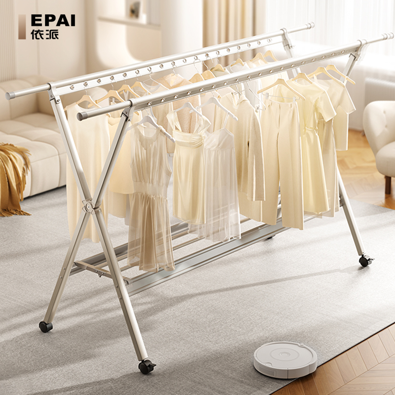 折叠晾衣架阳台家用铝合金凉衣架室内外晒被子神器伸缩晾衣杆落地