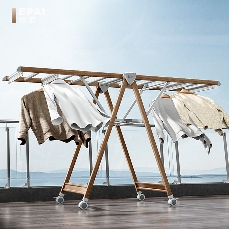 折叠晾衣架阳台家用卧室内落地户外晒被子神器挂衣铝合金杆凉衣架