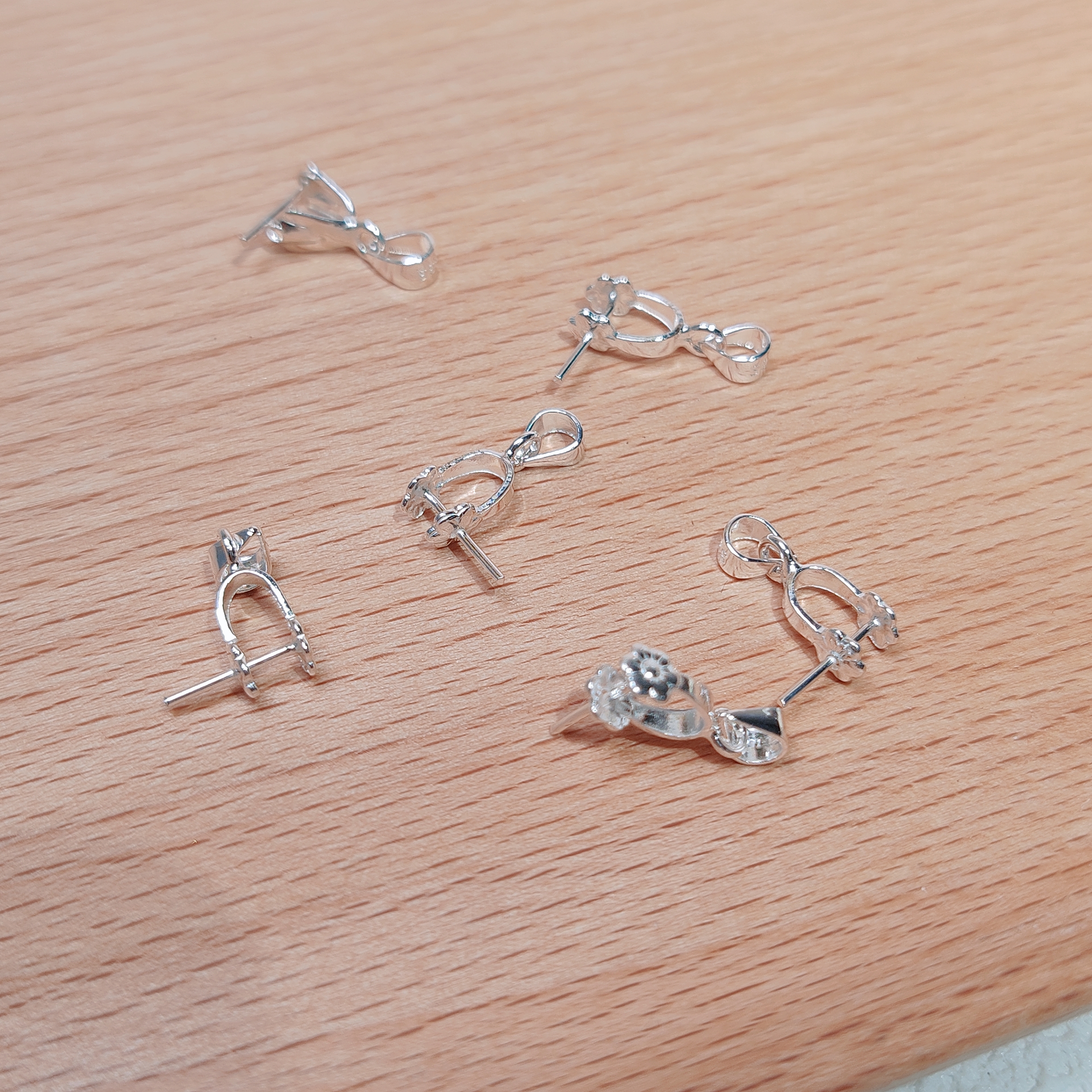 足银银制品 S990玉扣吊坠扣头diy配件瓜子扣项链弹簧扣佛玉坠夹扣