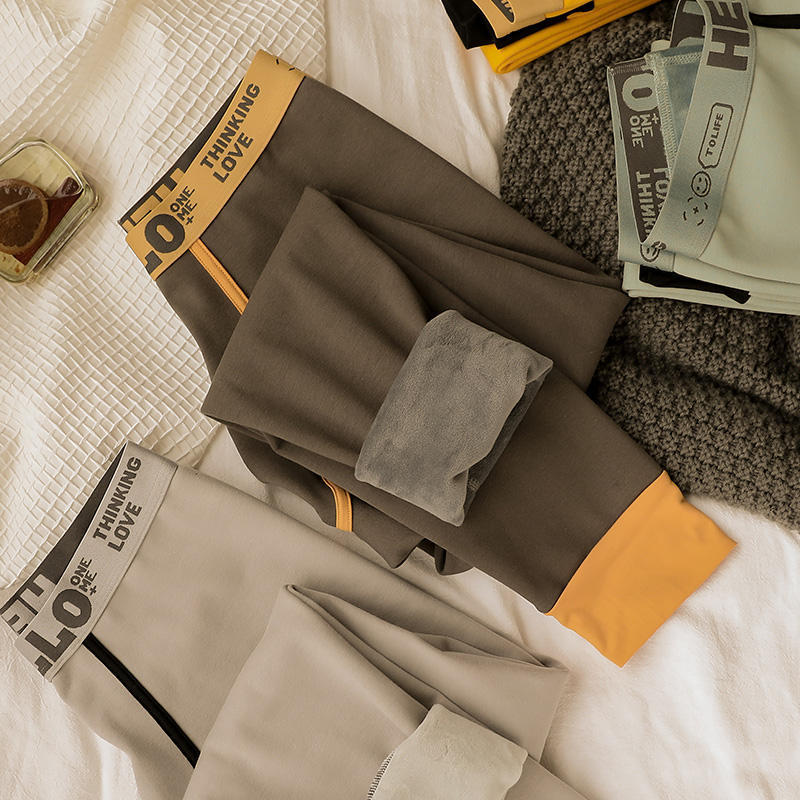 雪中飞秋冬季加绒加厚保暖裤男士青年衬裤打底裤男生紧身棉毛裤线