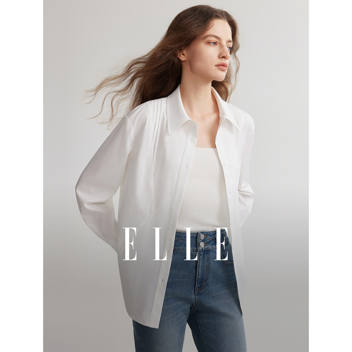 【赵老板专属】ELLE气质衬衫新款风感波粒设计感时尚休闲EC49015