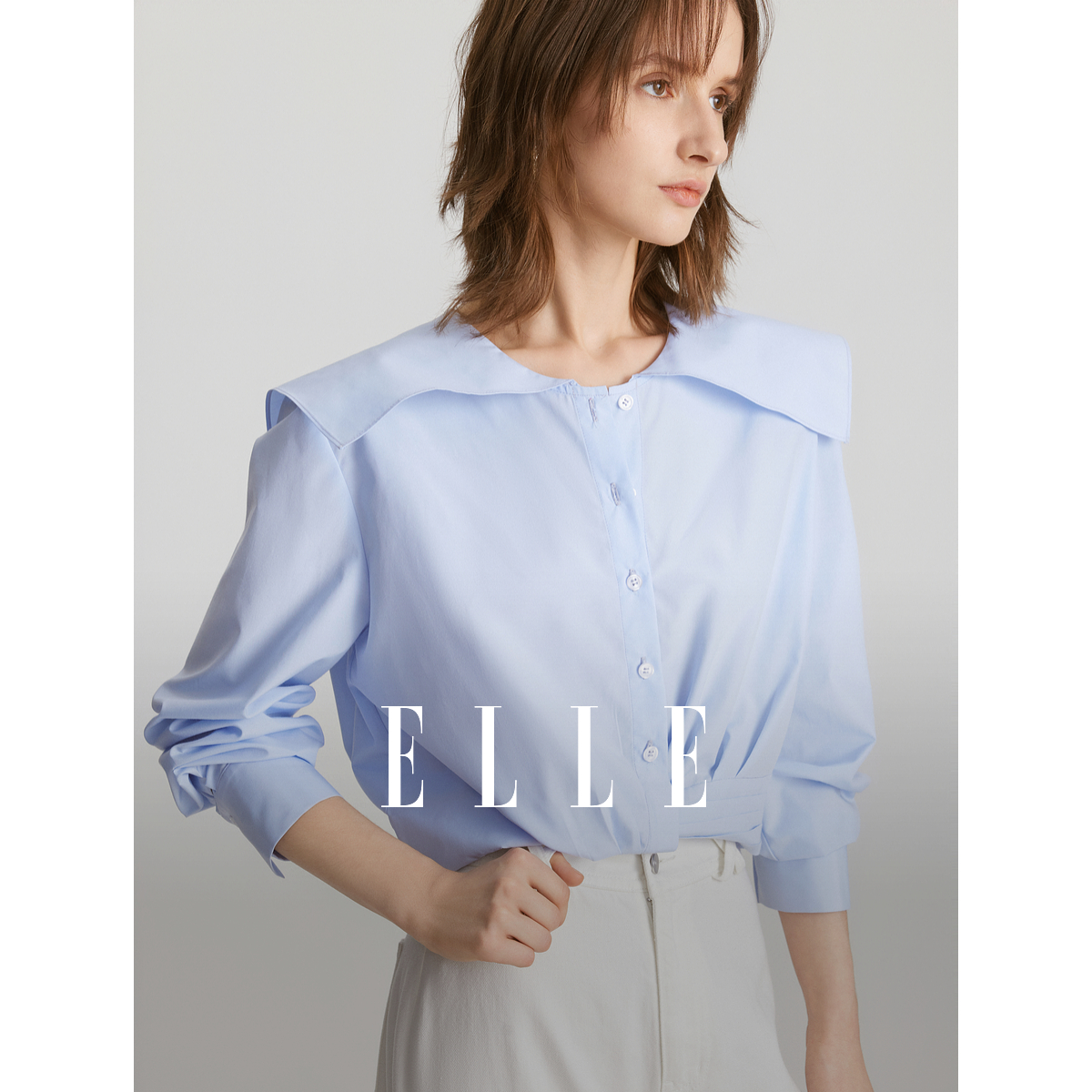 ELLE法式气质衬衫春款小众衬衣通勤上衣EC37227