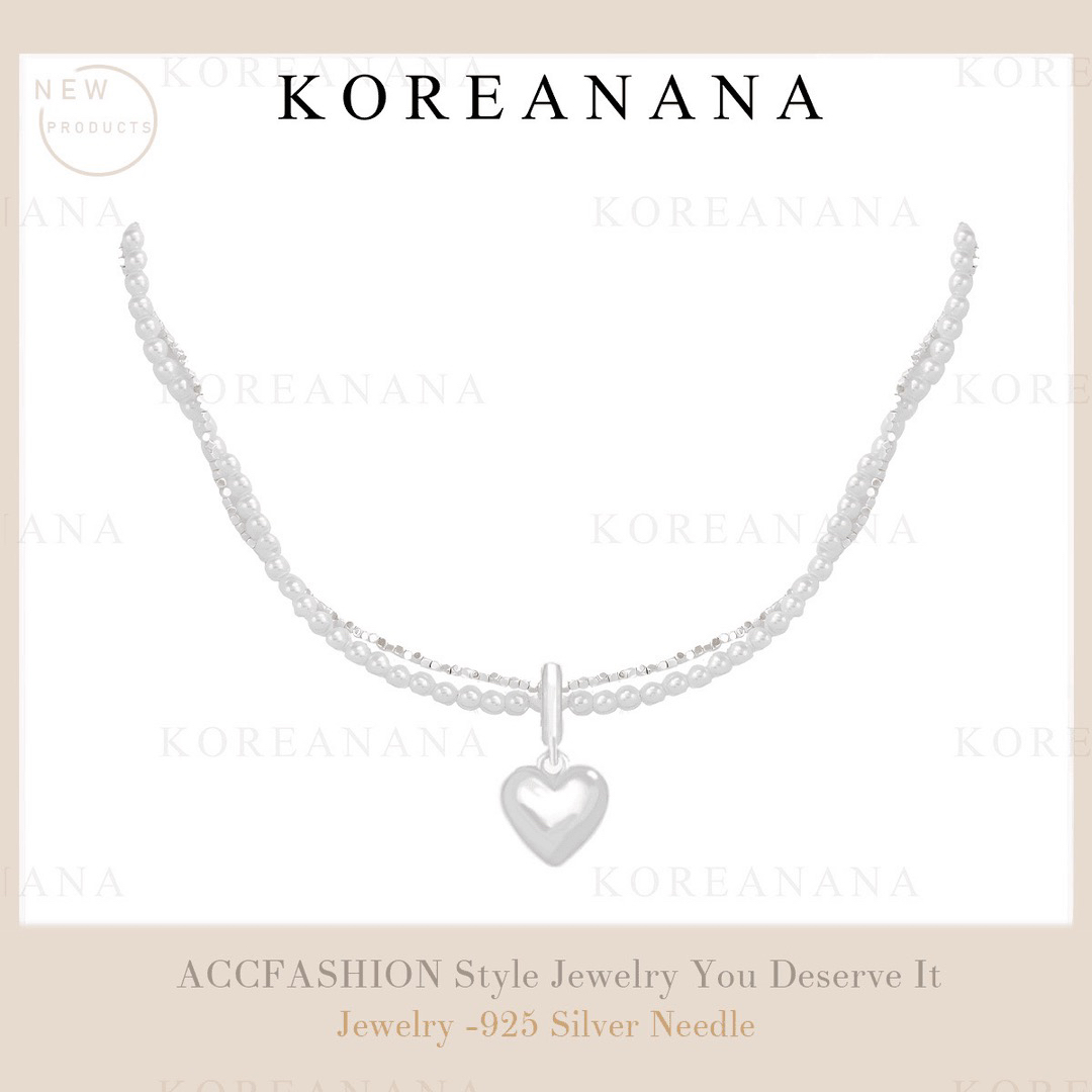 铜合金仿珍珠项链 镀K金 减龄！轻奢温柔百搭双层碎银珠珠项链E084