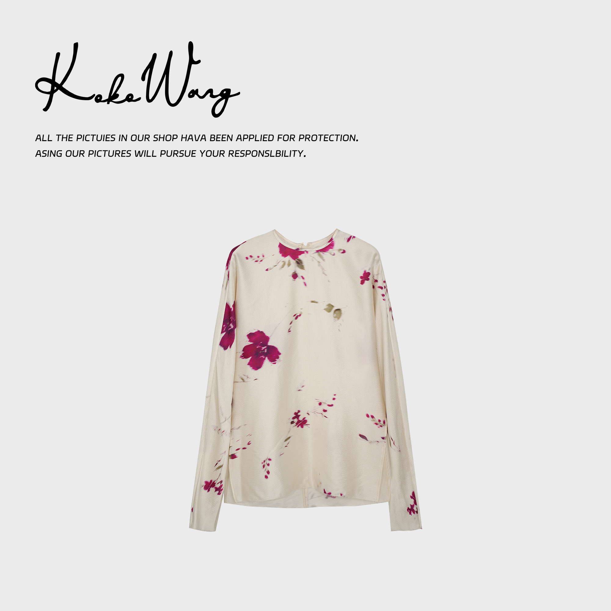 KOKOWNAG16姆米桑蚕丝提花侧开叉高级感显瘦百搭上衣541534L05T41