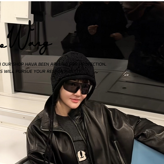 KOKO WANG秋冬手工钩花流苏时尚百搭保暖针织帽541534K25S42