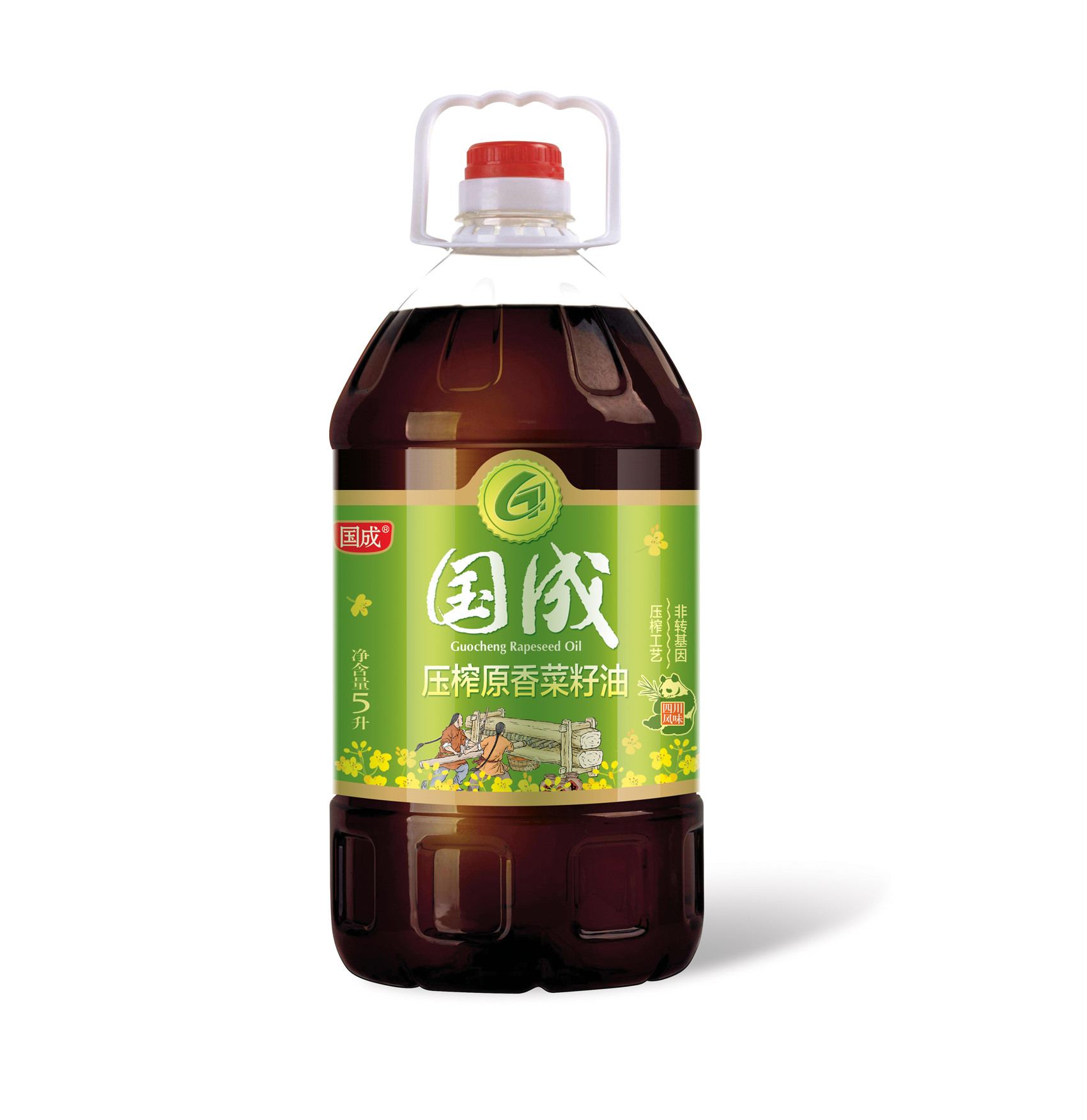 【董艺爱美食】视频同款国成压榨原香菜籽油5L（免费赠400g挂面1把）